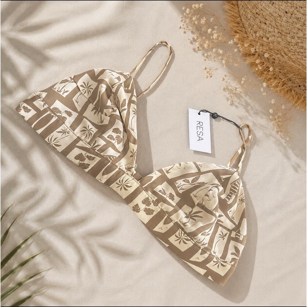 RESA Women’s Swim Top Size Medium Made In LA Tropical Brown And Beige NWT